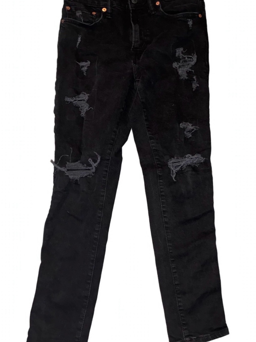 American Eagle Outfitters Black Distressed Slim Straight Jeans